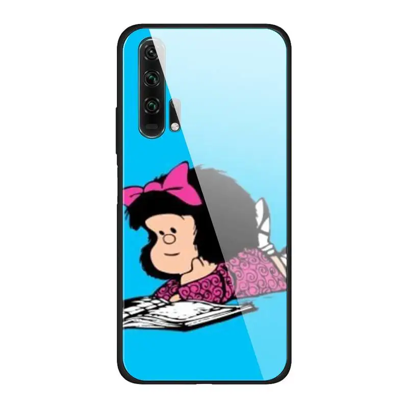 

Hot cute Mafalda Phone Case For Huawei Mate 9 10 lite 20Pro&Tempered Glass Back Cover For Honor 7A 8X 9 10 V10