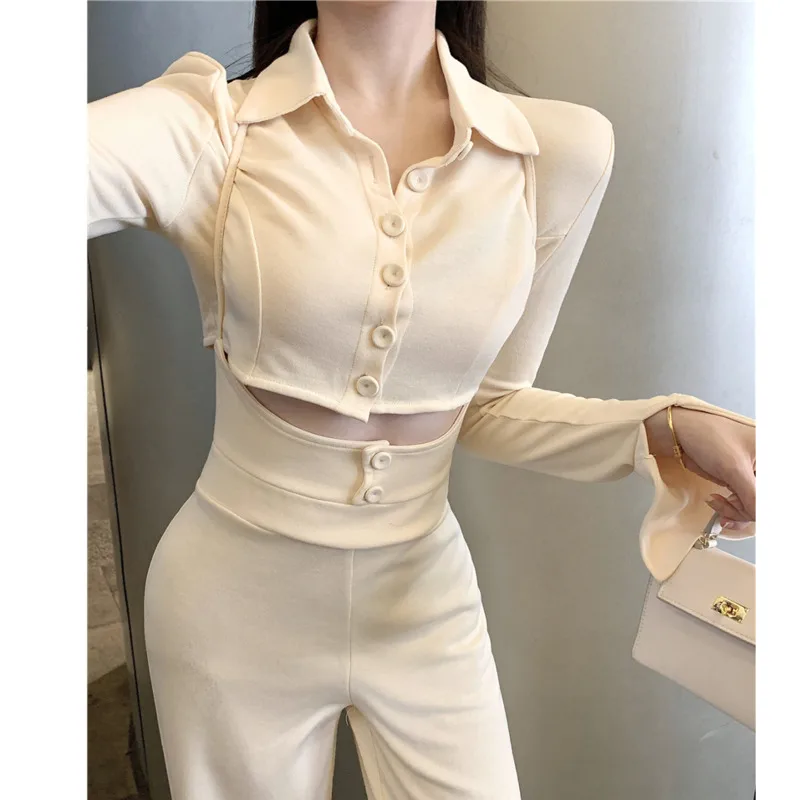 

Ensemble Femme Fashion Casual Tracksuit Women Jumpers crop Top + Wide Leg Pant Suits 2 Piece Pants Sets conjunto femenino