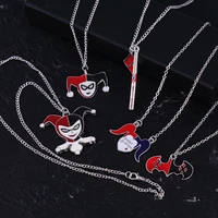 new vintage pircus clown poker king pendant necklace silver plated chain necklaces for women jewelry gift