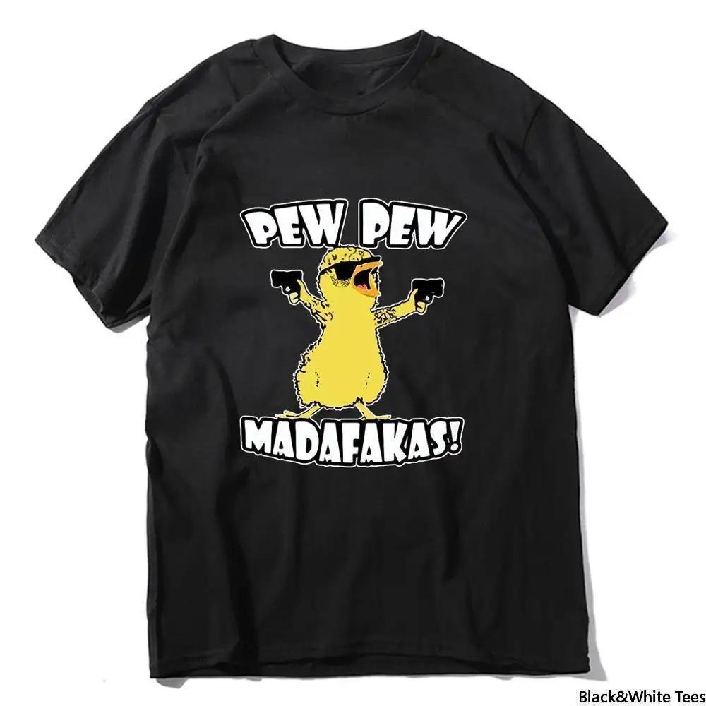 

New fashion Chicken Pew Pew Madafakas Funny Chicken Gangster Meme Vintage Men's T-Shirt Tee