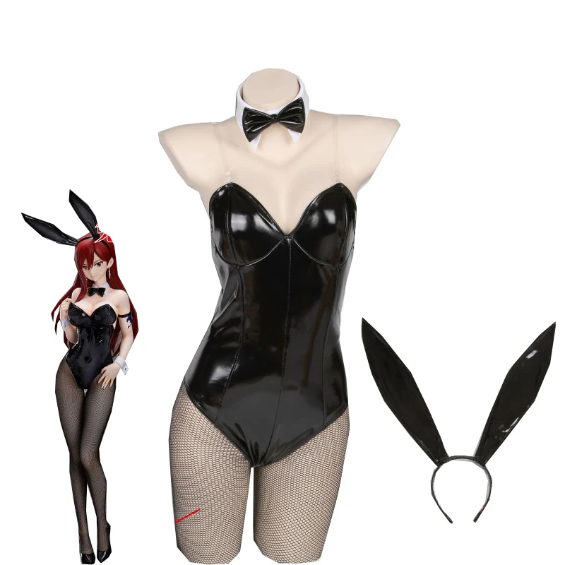 Сказочный хвост Эрза алый косплей костюм черный сексуальный кролик девушка