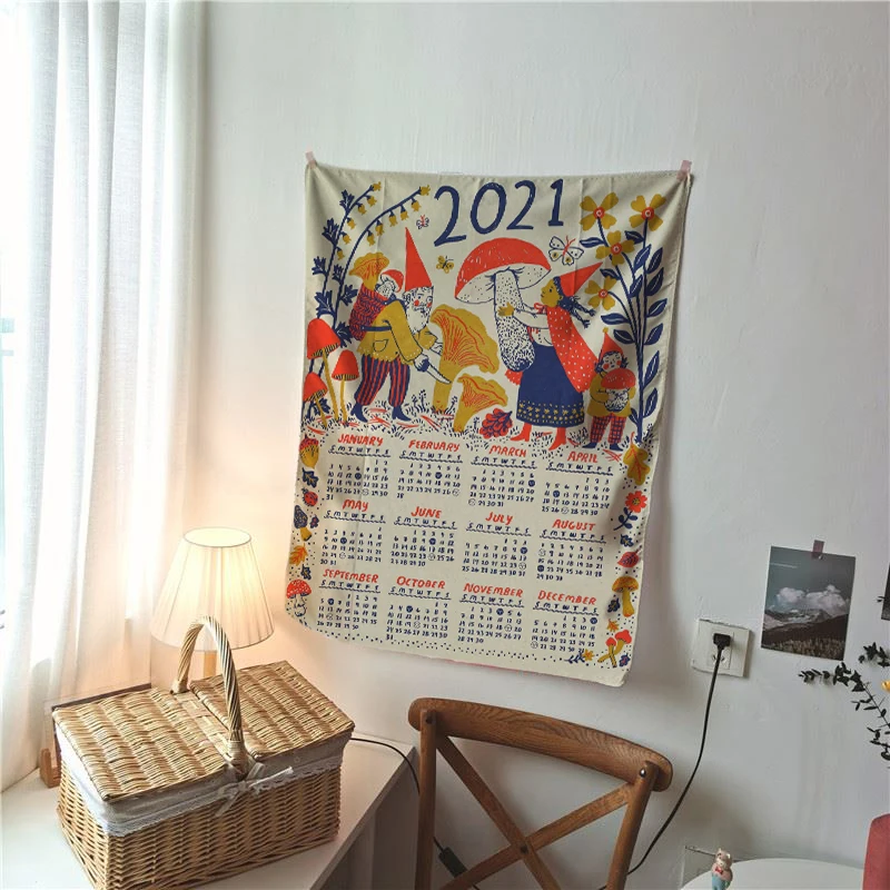 

Calendar Tapestry Witchcraft Boho Decor Aesthetic Room Decor Art Wall Hanging Tapestries Decoration Chambre Background Cloth