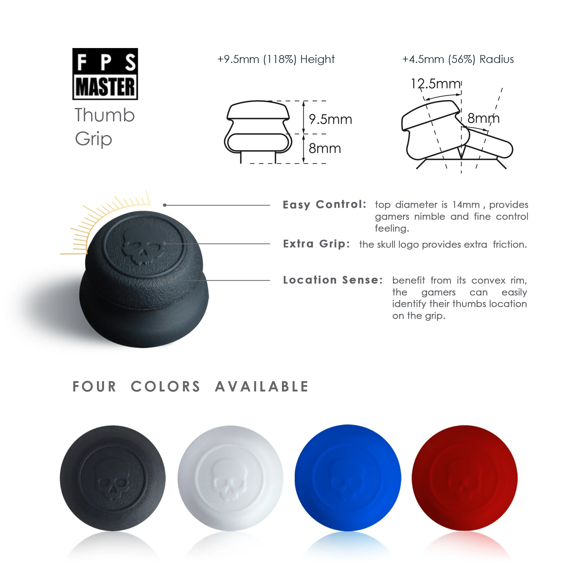 Силиконовые аналоговые ручки Skull & Co. FPS колпачки для большого пальца контроллера