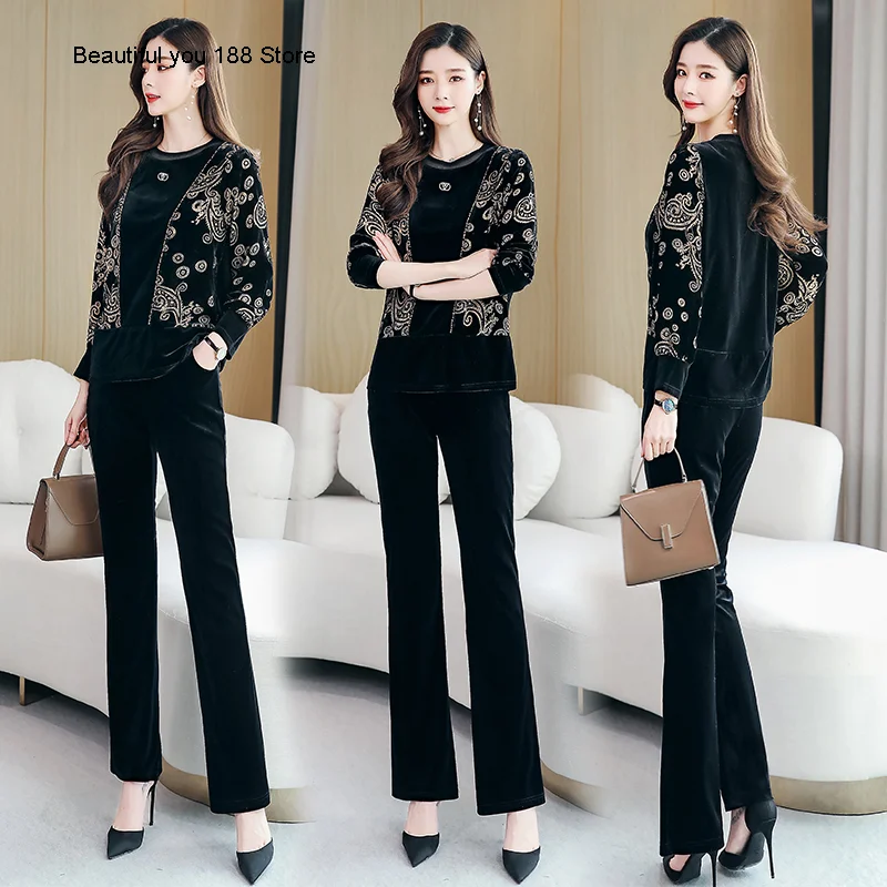 

Женский вельветовый костюм, облегающий Костюм-двойка с вышивкой в западном стиле, 2020