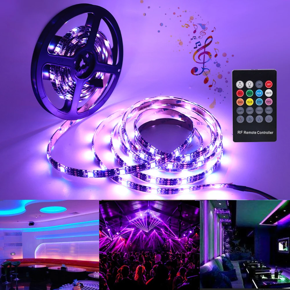 Музыкальная Светодиодная лента 5050 RGB 30 светодиодов/м 60 музыкальный контроллер