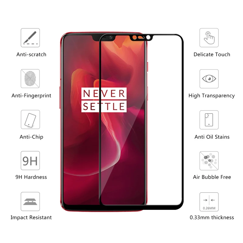 Оригинальное 5D стекло для OnePlus 6 закаленное One Plus Защитная пленка экрана 3D полное
