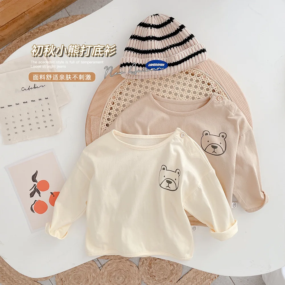 

0-3 Y Baby Cute Bear T-shirt 2021 New Arrival Korean Version Of Children's Soft Base Shirt Top