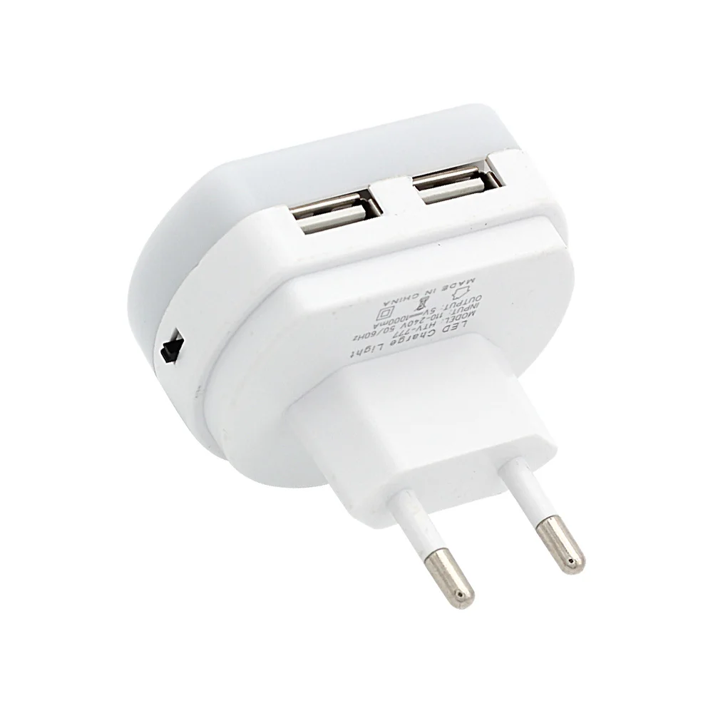 

Semicircular White LED Night Light EU Plug AC 220V With 2 USB Ports Power Adapter Bedroom Home Lighting Accessories Wall Lamp