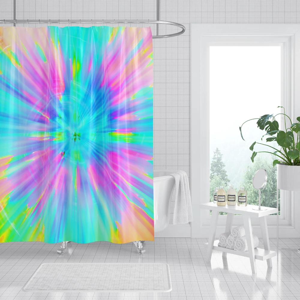 psychedelic tie dye shower curtains luxury polyester bathtub curtain waterproof fabric shower curtain set decor home bathroom free global shipping