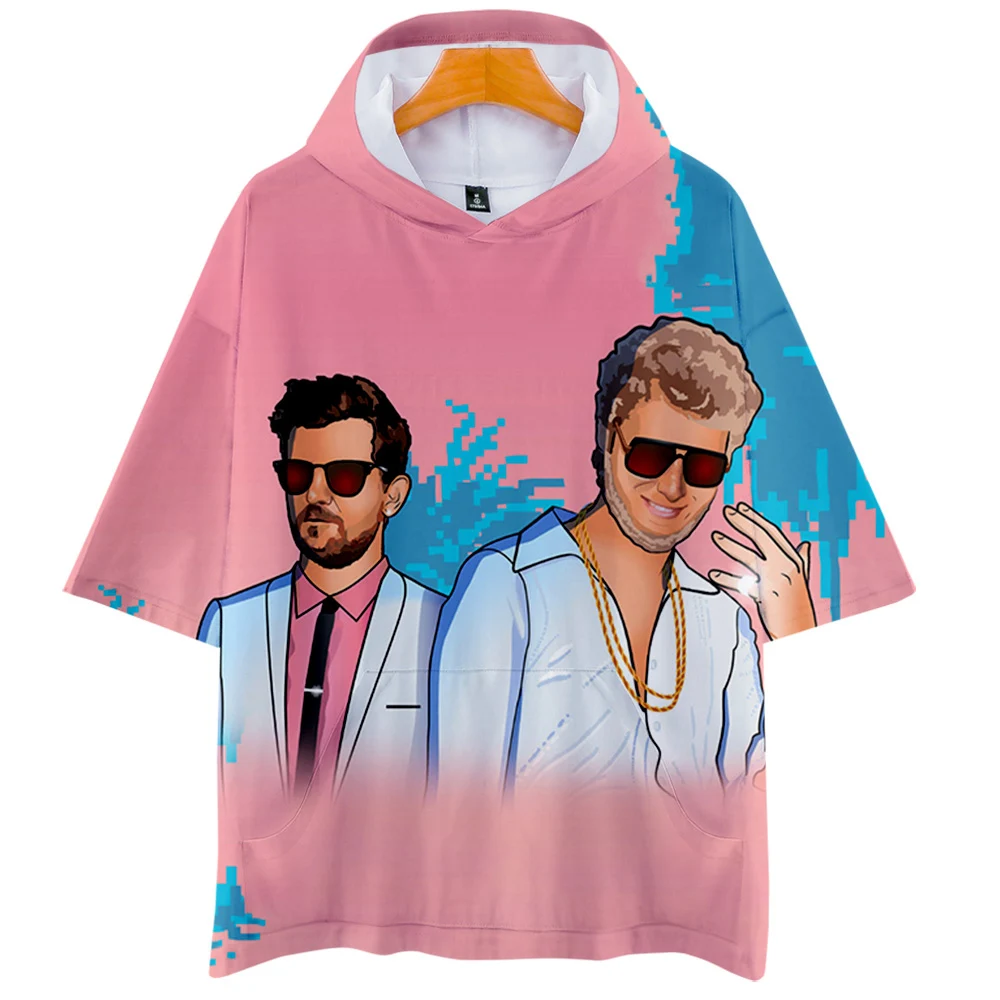 Футболка мужская оверсайз с капюшоном и коротким рукавом в стиле Харадзюку |