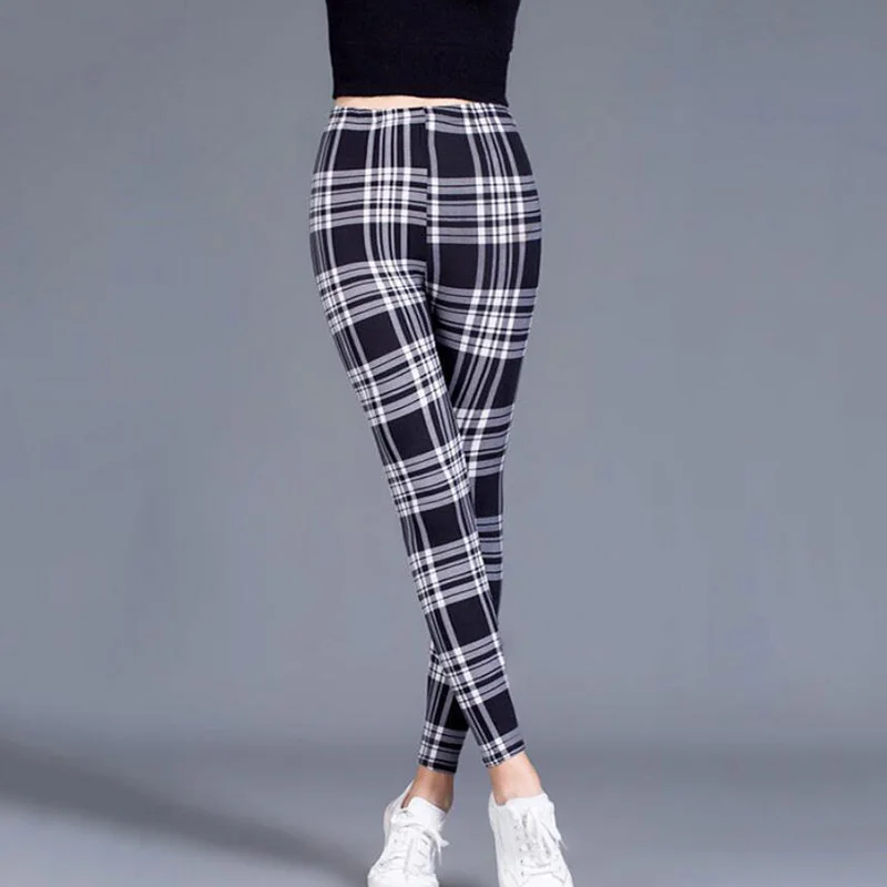 

Women Leggings Fashion Plaid Printing Legging Sexy Leggings Fitness Leggins Grid Floral Stripe Trouser High Waist Pants