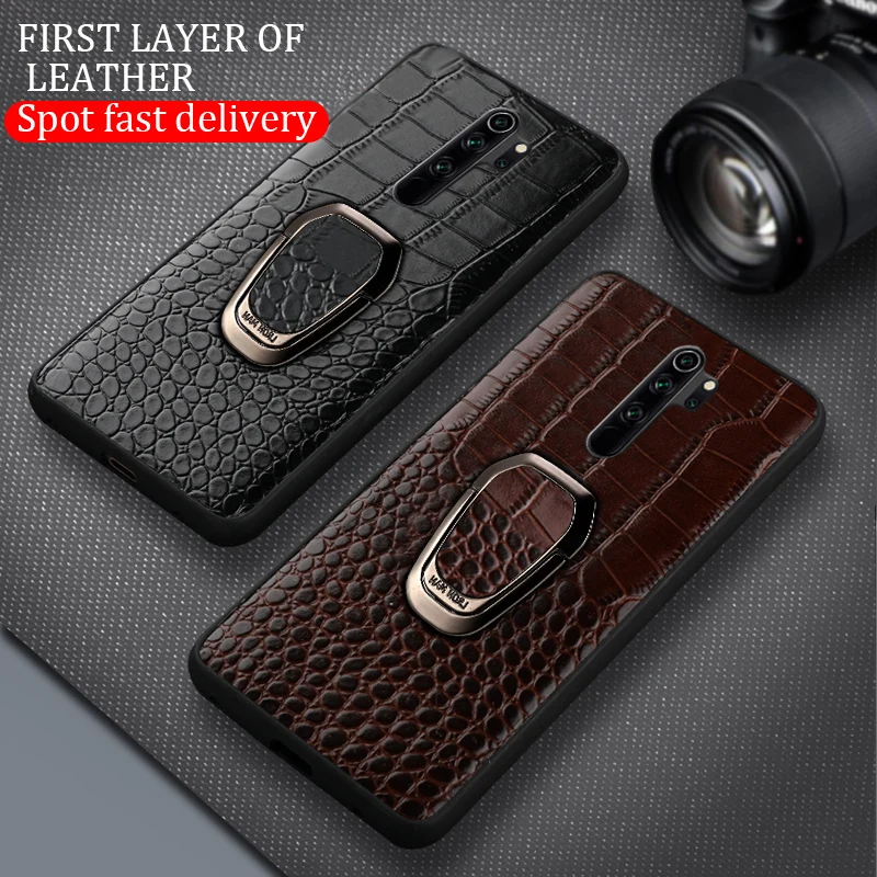 genuine leather magnetic ring holder case for redmi note 8 pro 8t 9s 9 10 pro bracket cover for xiaomi mi 10 t note 10 pro 9t free global shipping