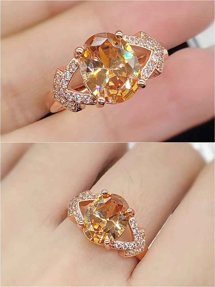 

Шикарные бриллианты цвета шампанского с кристаллами циркона бриллианты Заполненные для женщин ювелирные изделия из розового золота 18 кара...