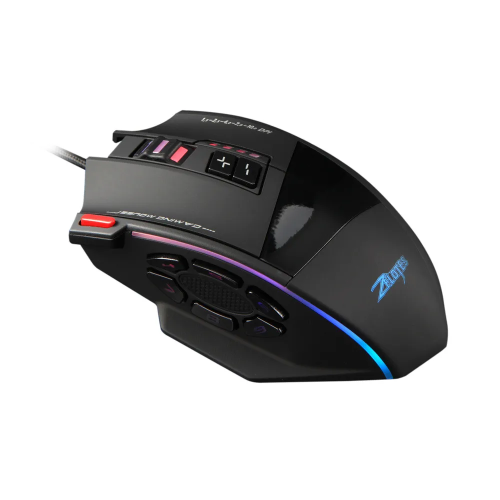 Мышь Game4 Zelotes C13 игровая мышь 10000 DPI 13 программируемых кнопок RGB светодиодный