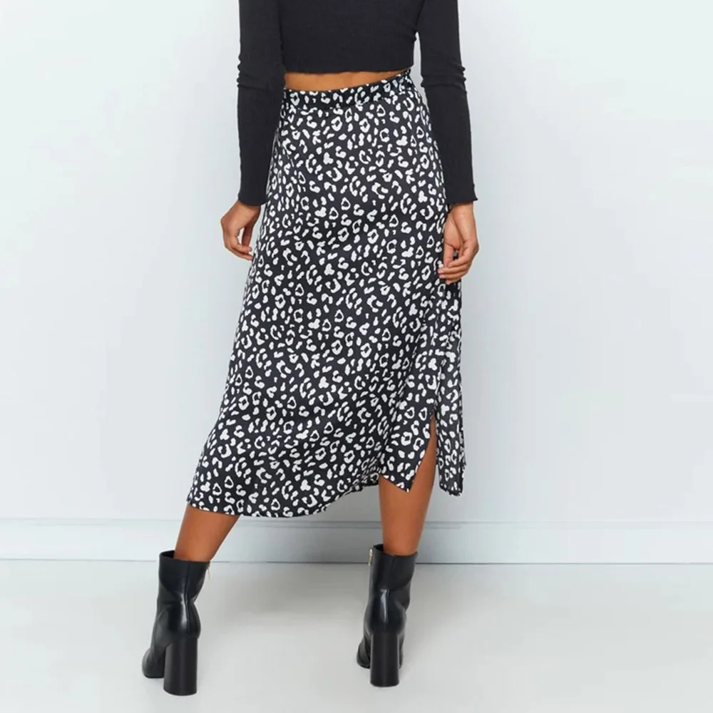 Женская шифоновая юбка с разрезом повседневная трапеция до середины икры