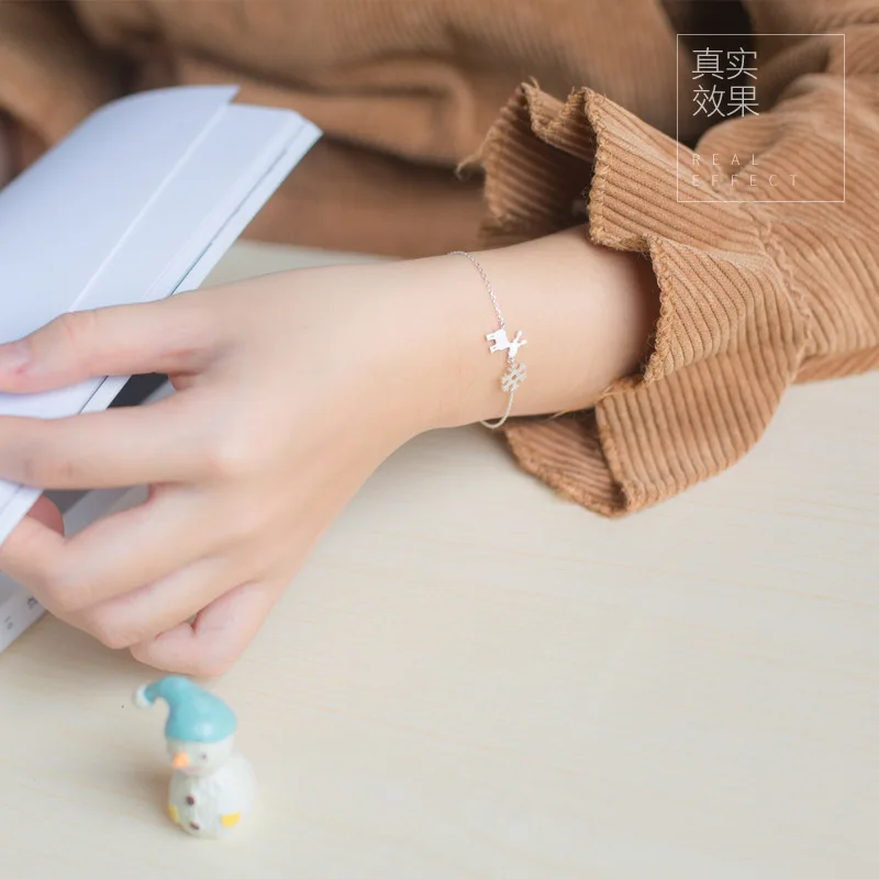 Женский браслет с оленем и снегом Trusta рождественский подарок из 100% чистого