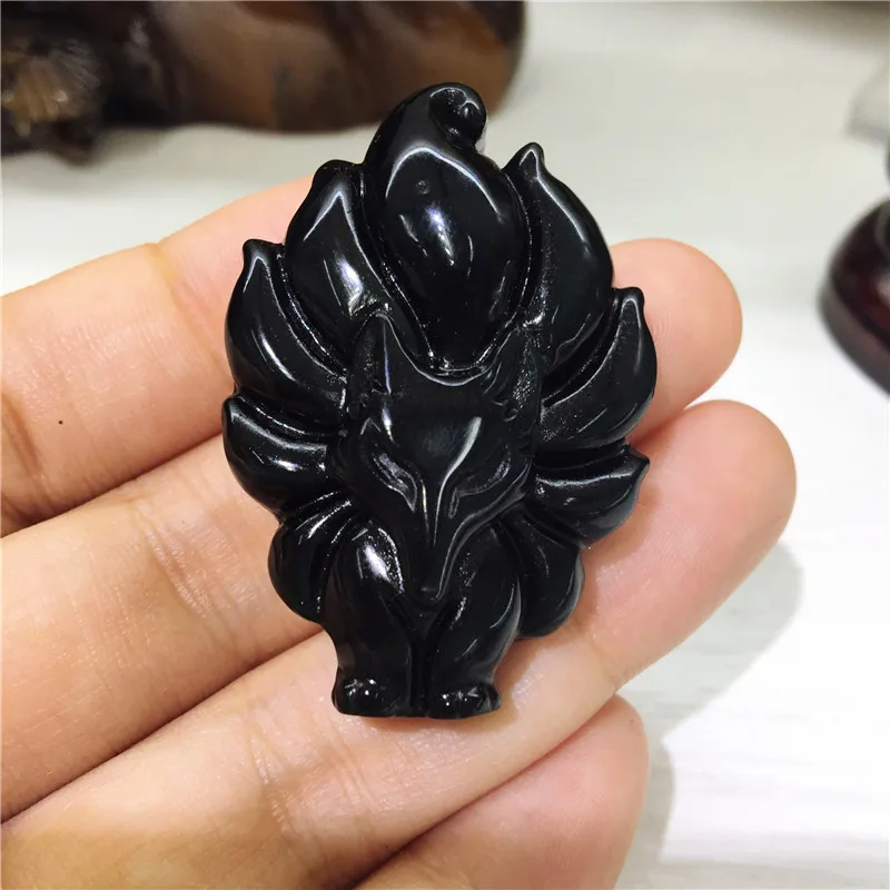 Натуральный обсидиан 9-хвостый Лисий кварц кристалл драгоценный камень Рейки