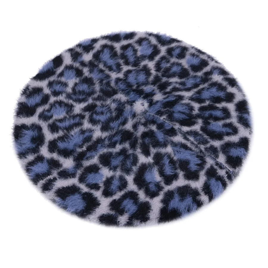 H7479 японский Леопардовый берет шляпа для женщин Имитация норки флис корейский