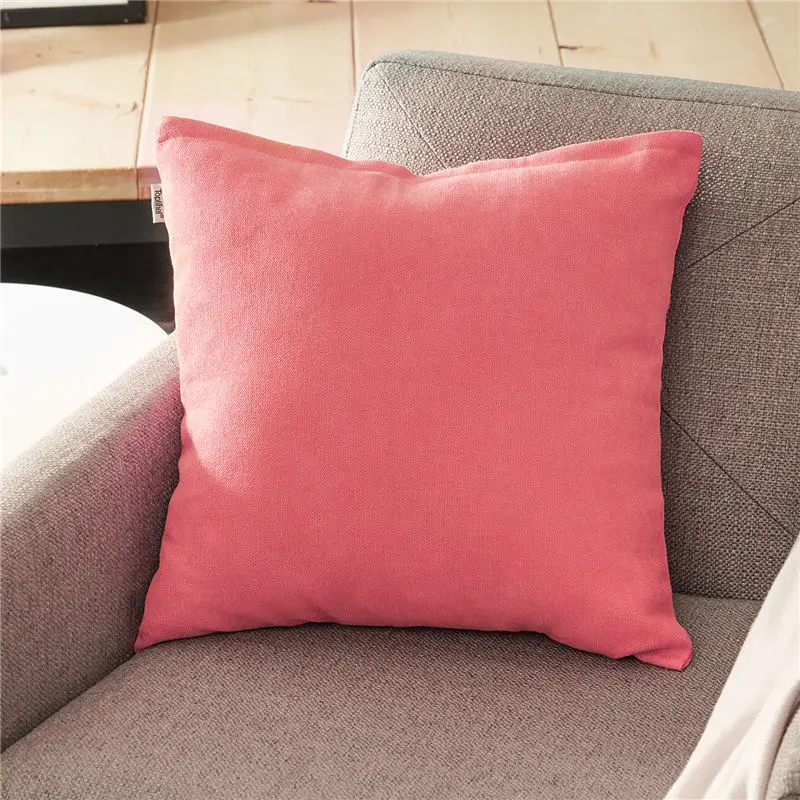 Pink Topfinel мягкие синелиные одноцветные наволочки Чехол декоративная на подушку наволочка для мангала диван офис стул 10 цветов высококачественная удобная подушка - Цвет: Pink