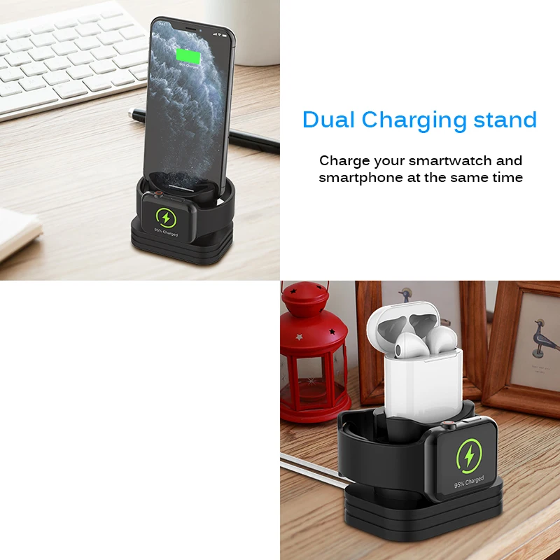 2 In 1 Charging Dock Station Station Charger Soft Silicone Desk Charging Base Anti-fall Stand Holder For AirPods Case Charger