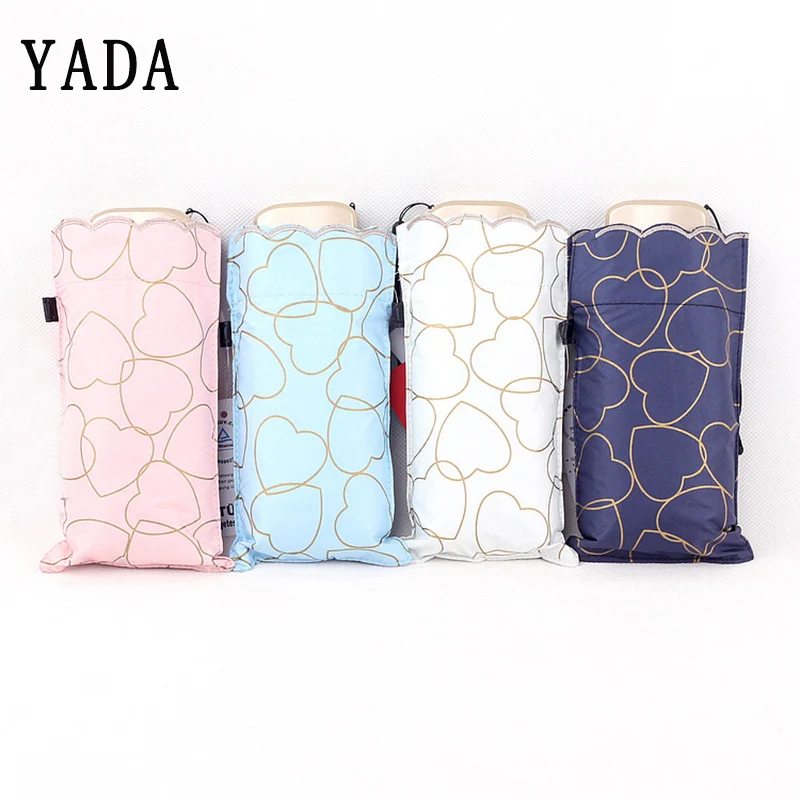 

YADA Light Mini Heart LOVE Lace Umbrella Rainy Five Pocket Foldable Umbrella For Women Men Valentine's Day Gifts Umbrellas YD216