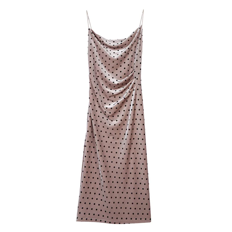 

Zoulv Spring Split Dress Velvet Polka-dot Suspender Dress Ladies Fashion Sexy Temperament Elegant Party Reception Ladies Clothe
