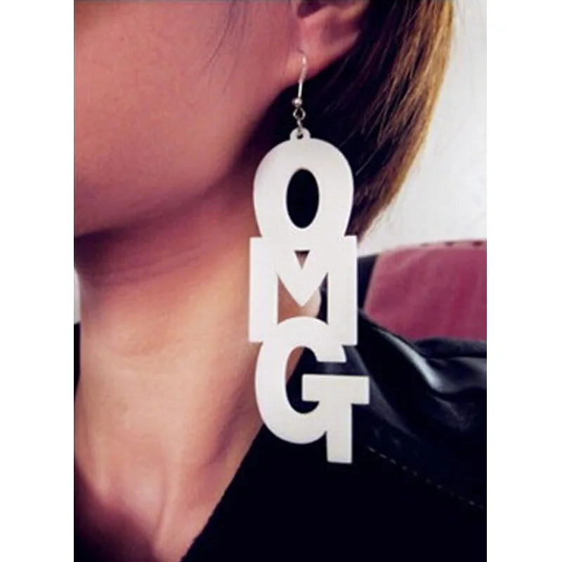 Большие акриловые серьги в стиле хип хоп с буквами для женщин Простые Длинные