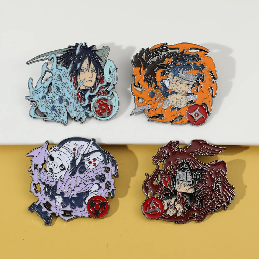 Металлическая брошь NNaruto персонаж аниме Uchiha Sasuke Obito Namikaze Minato badge | Украшения и