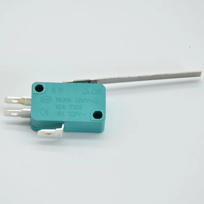 KW7-9 2 шт микро концевые переключатели 16A 250V 125V NO+ NC+ COM 3 контакта SPDT микро переключатель 28 мм 52 мм дуговой роликовый рычаг сенсорный переключатель зеленый - Цвет: KW7-9