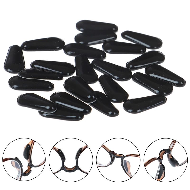 

10 Pair Water Drop Silicone Non-Slip Nose Pads For Glasses Black Clear