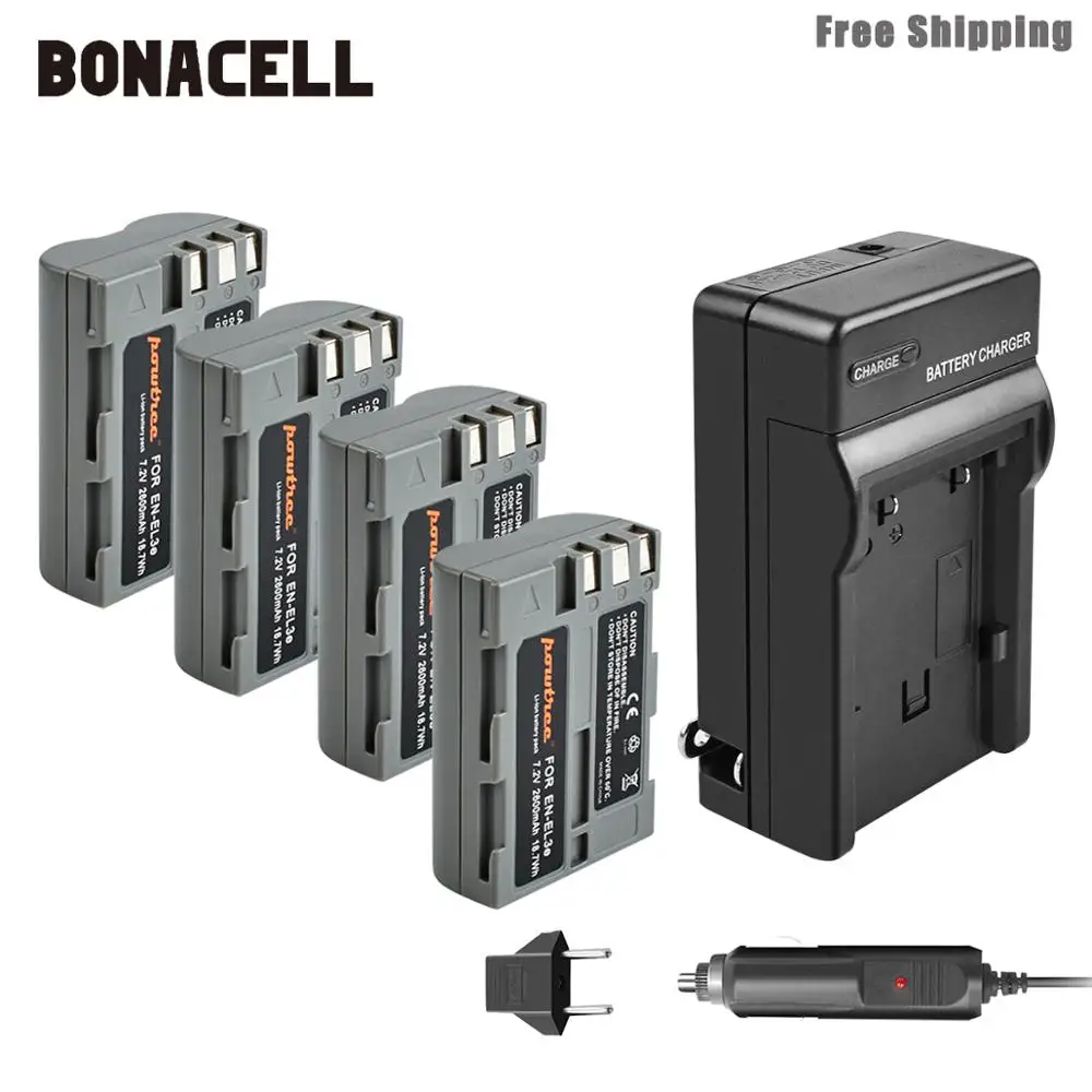 Аккумулятор и зарядное устройство Bonacell на 2600 мАч для Nikon D300S D300 D100 D200 D700 D70S D80 D90 D50