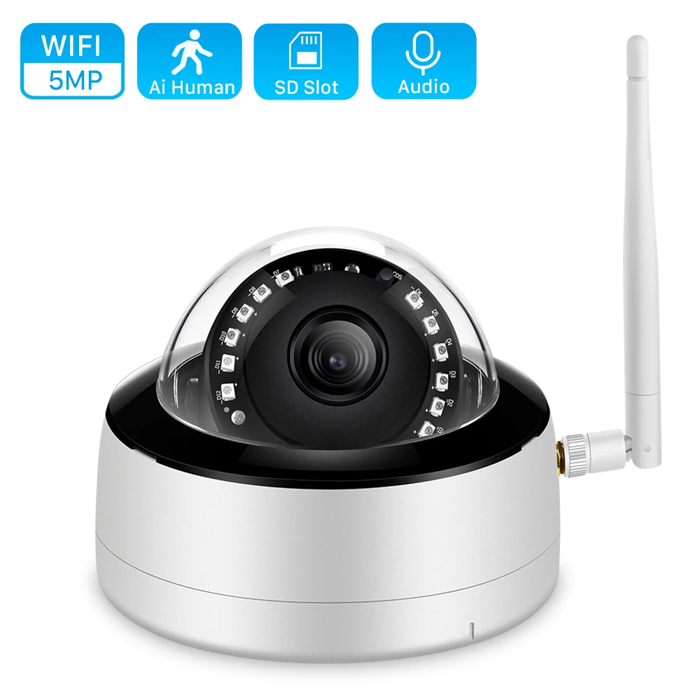 

Audio 5MP Dome Wifi Camera Metal H.265 3MP IR Night Vision IP Camera 1080P HD Ai Human Detect P2P Smart Home Video Surveillance