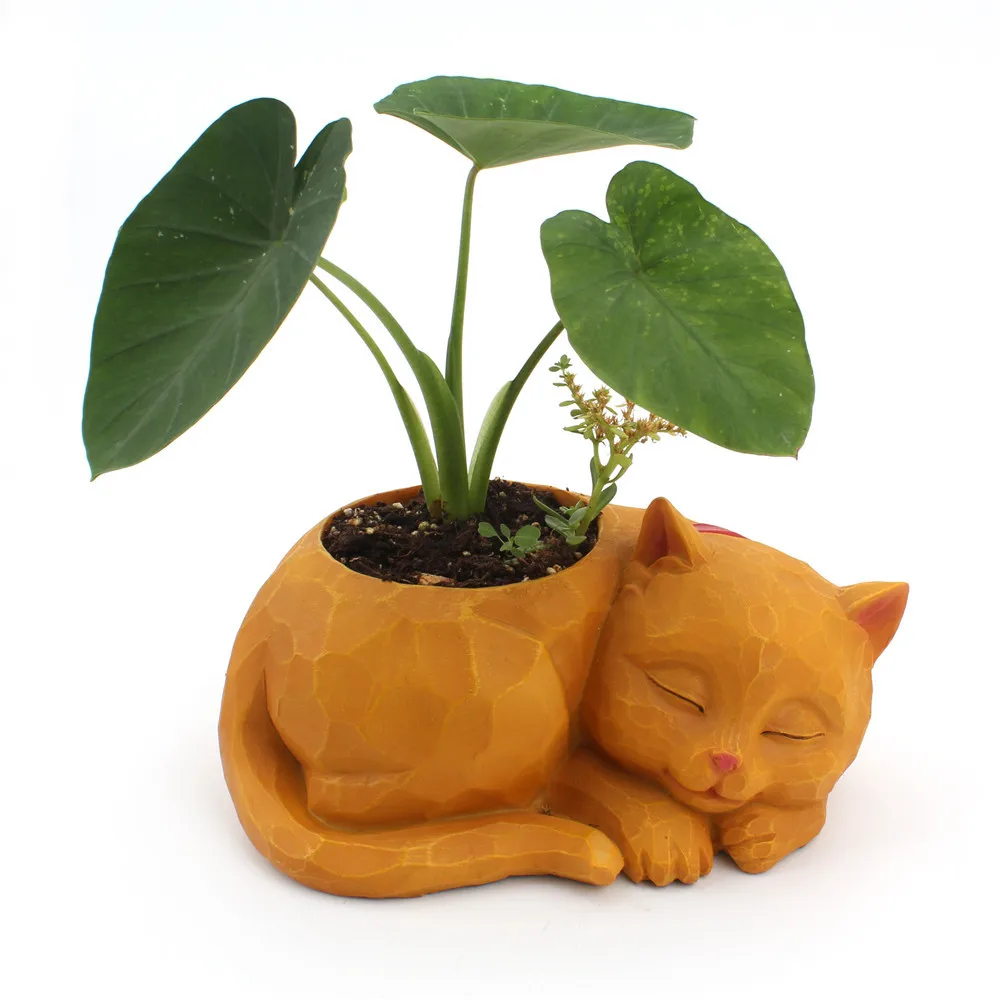 

Three Dimensional Lazy Cat Flowerpot Tabletop Potted Succulent Flowerpot Animal Ornaments Garden Family Decorative Plant Basin