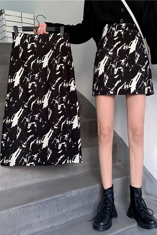 

Large size fat mm high waist hip A-line short skirt women's summer 2021 spring and autumn new skirt women's spring black skirt