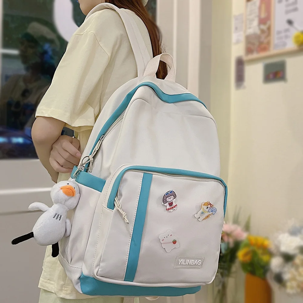 

Kawaii Badge Backpack Fashion Girl Waterproof College Travel School Bag Harajuku Cute Backpack Female New Bags Lady Laptop Women