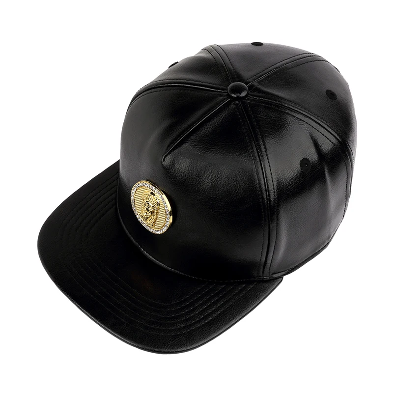 Black Leather  Metal Jesus Baseball Cap Adjustable Snapback Hats Gorras Hip Hop Style for Women Gold Belt Summer Drop Shipping