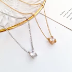 Модное ожерелье серебряного цвета с одним бриллиантом, современный простой блестящий кулон из циркония, Женская цепочка до ключиц, ювелирные изделия для вечеринки