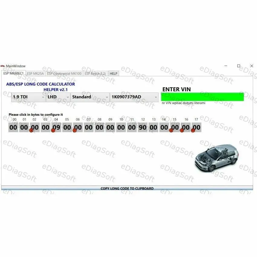 

ABS-ESP длинный код калькулятор помощник