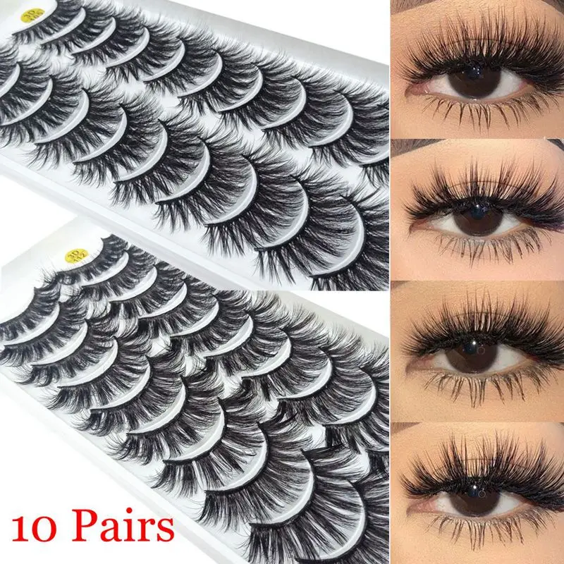 

10 Pair False Eyelashes Mink False Eyelashes Wispies Fluffy Lashes Full Volume Eyelash Extension Women Beauty Makeup Tool