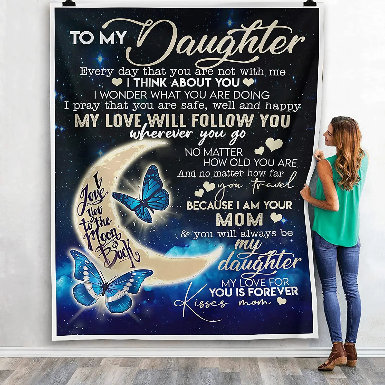 

to My Daughter Blanket Gift from Mom My Love Will Follow You Throw Blankets Custom I Love You Gift for Mom Mother's Day Birthday