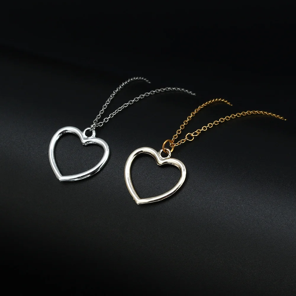

MEIBEADS Simple Alloy Hollow Lace Shape Twisted Heart Pendant Necklace for Women Fashion Jewelry Gifts Copper Chain Collar BD400