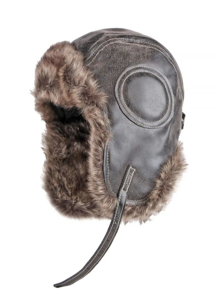 Зимняя шапка-ушанка мужская и женская шапка-пилот модная из искусственного меха