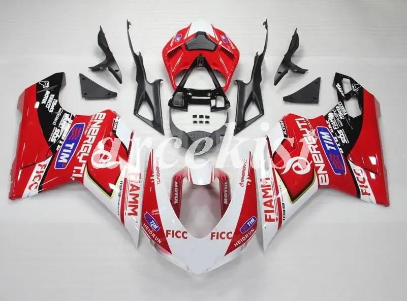 

Новый комплект обтекателей пресс-формы ABS для литья под давлением, пригодный для Ducati 899 1199 panigale 1199S 2012 2013 2014 12 13 14 15, красный, белый