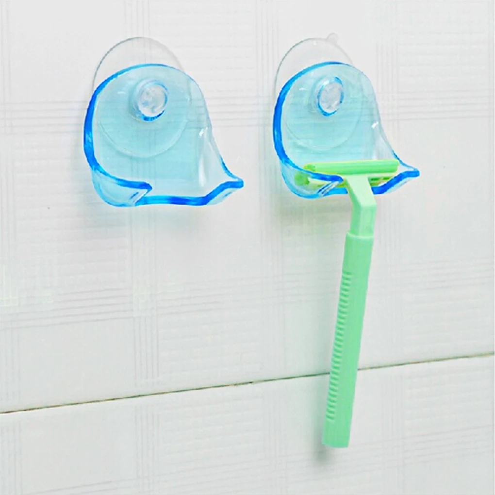 

1PC/2PCS Plastic Shaver Hanging Rack Clear Storage Shelf Bathroom Product Razor Holder Suction Cup Shelf Organizer
