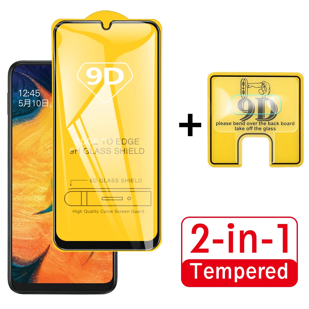 2 в 1 9D защитный Стекло для samsung Galaxy A20 A30 Камера Экран протектор пленочная линза