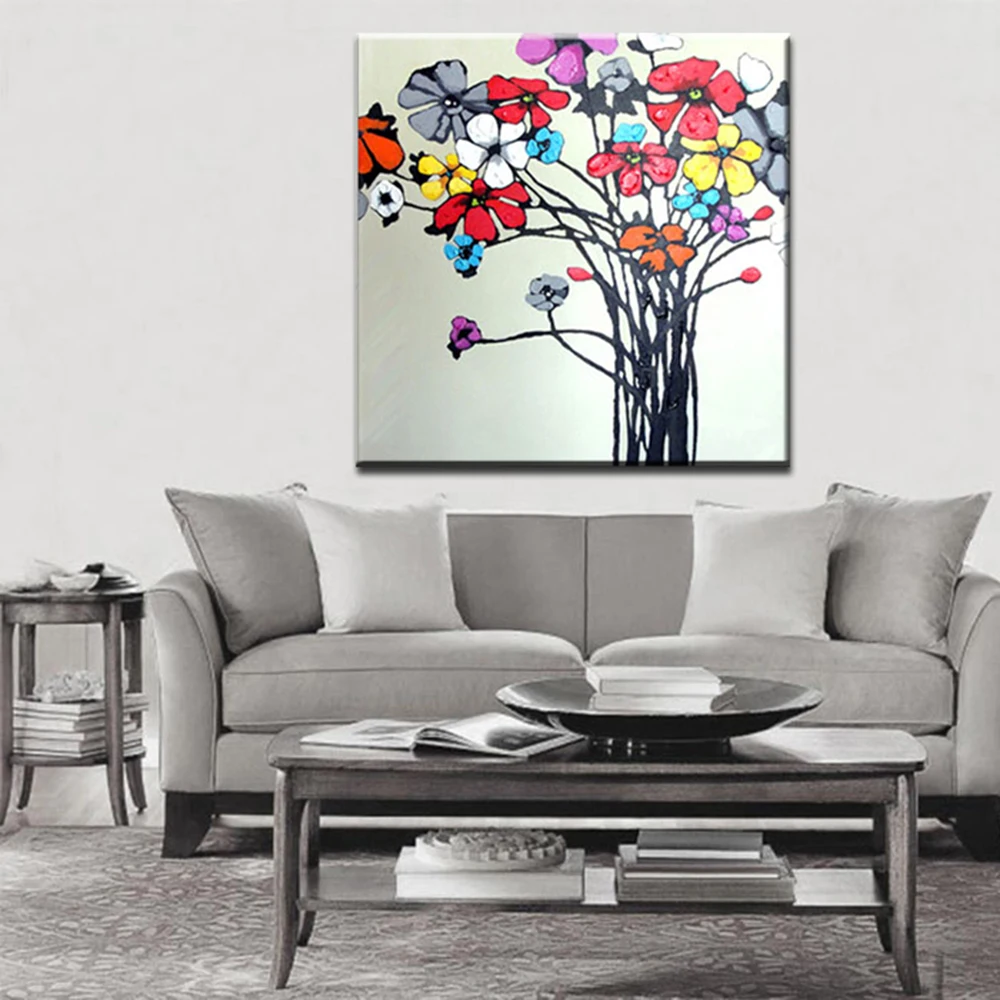 Бесплатная доставка 100% ручная роспись настенная живопись красивый цветок