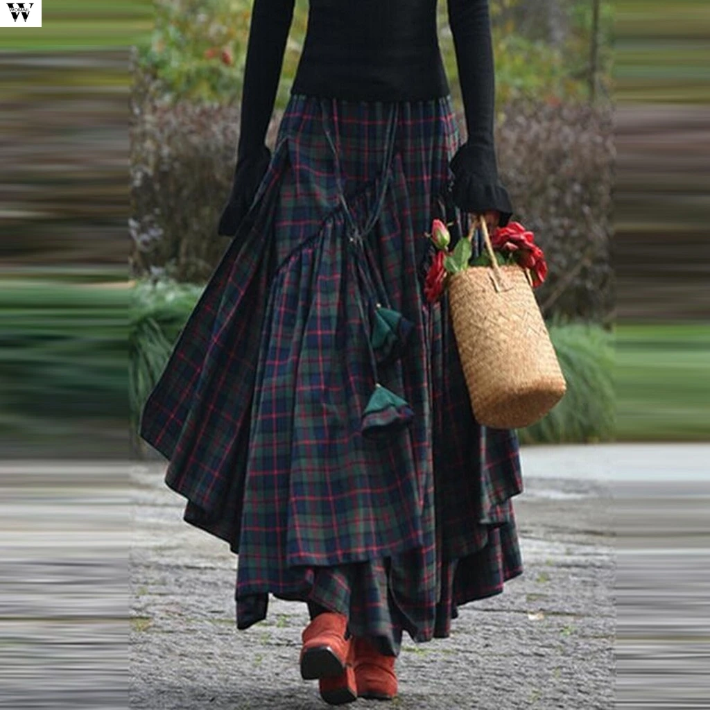 Плиссированная юбка миди с цветочным принтом Женская эластичная высокой талией