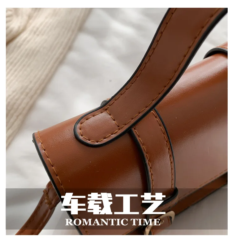 

The New Small Bag Female HanBinson Is A Retro Small Square Bag with A Textured One-shoulder Sloping Bag Net Red Hot Sale