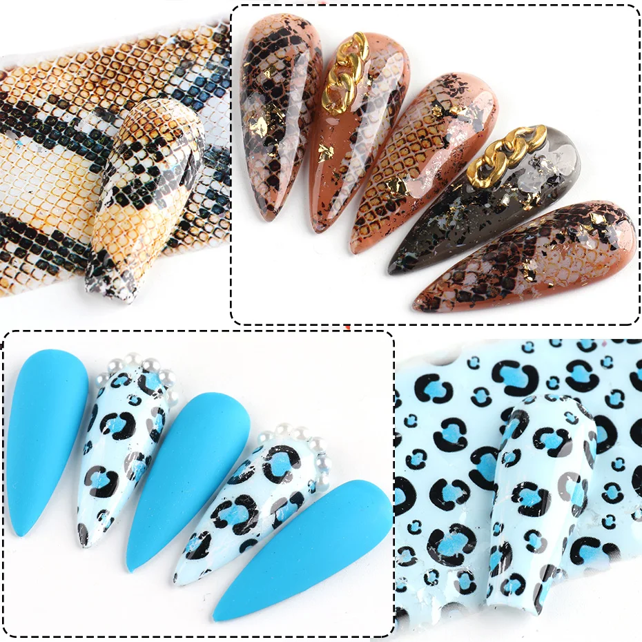 10 шт. рисунок зебры фольга для ногтей змеиный Леопардовый принт наклейка