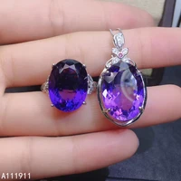 kjjeaxcmy fine jewelry 925 sterling silver inlaid amethyst necklace pendant ring fashion womens suit exquisite